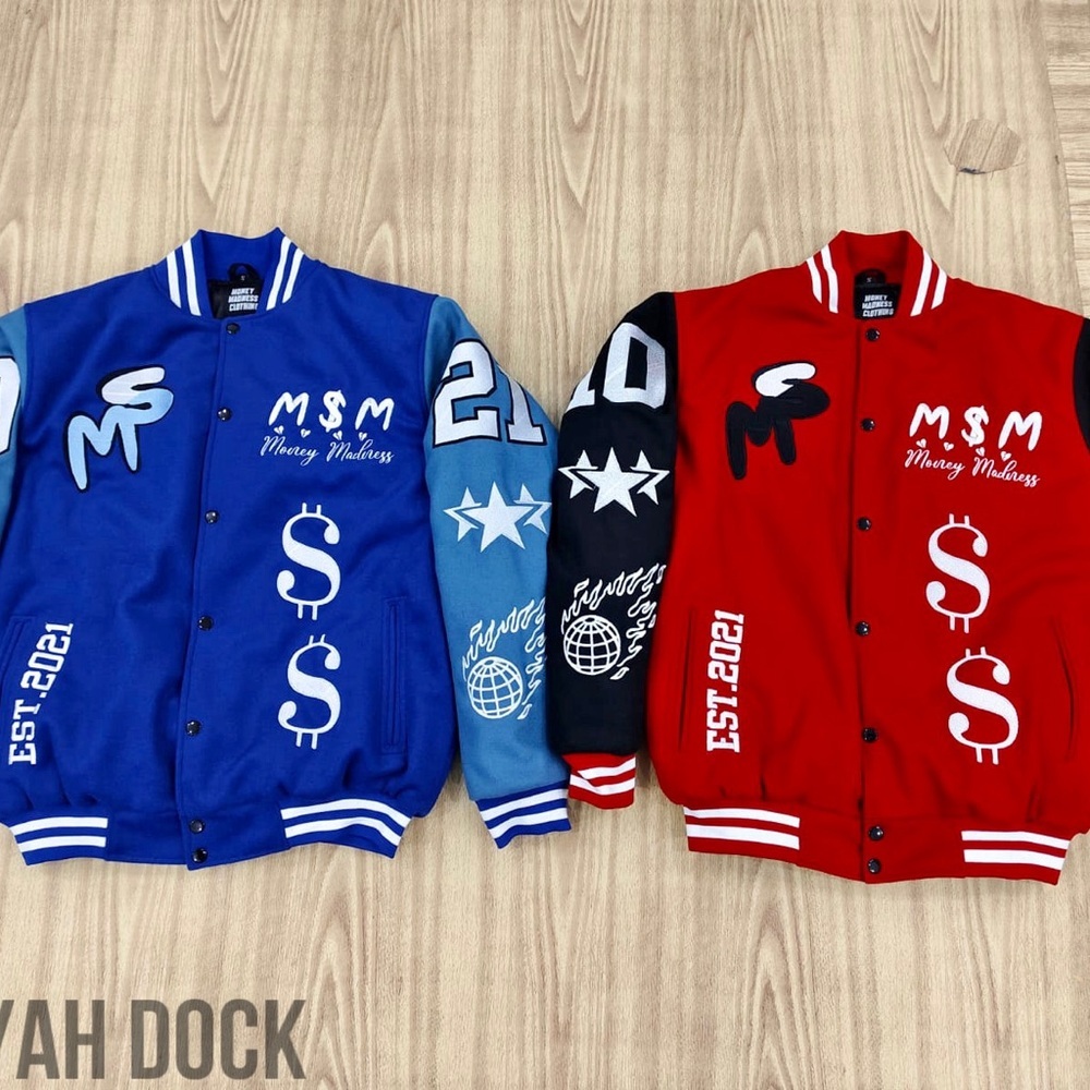 Blue Varsity Jacket with Graphic Design - Picture 2 of 2